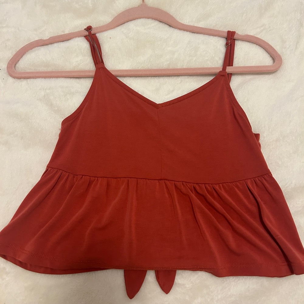 Orange Tie Back cropped tank